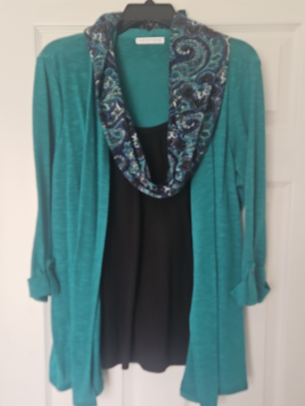 Notations Greenish/Teal and Black Paisley Shirt